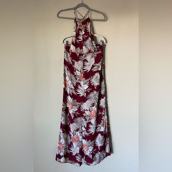 Reformation Charles Maxi Wine Red Dress Cut Out Backless Floral Size S - Picture 3 of 7